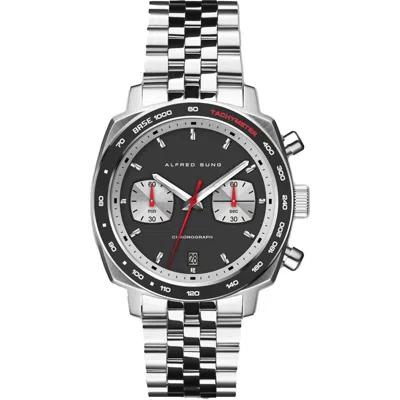 Alfred Sung Chronograph Quartz Bracelet Watch, 44mm In Black