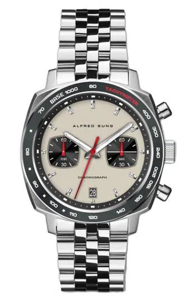 Alfred Sung Chronograph Quartz Bracelet Watch, 44mm In Metallic