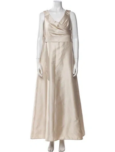 Pre-owned Alfred Sung Cowl Neck Long Dress In Neutral