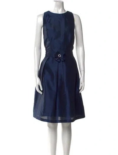 Pre-owned Alfred Sung Crew Neck Knee-length Dress In Blue