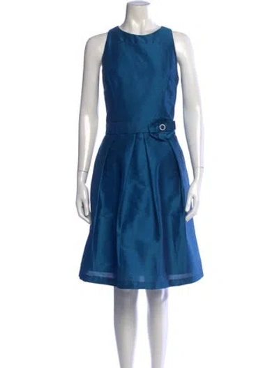 Pre-owned Alfred Sung Crew Neck Knee-length Dress In Blue