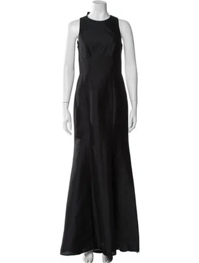 Pre-owned Alfred Sung Crew Neck Long Dress In Black