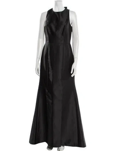Pre-owned Alfred Sung Crew Neck Long Dress In Black