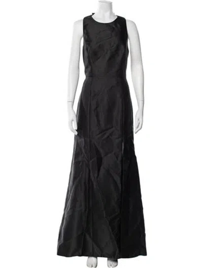 Pre-owned Alfred Sung Crew Neck Long Dress In Black