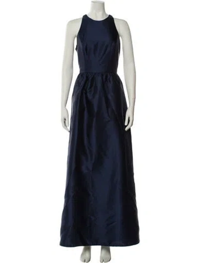 Pre-owned Alfred Sung Crew Neck Long Dress In Blue