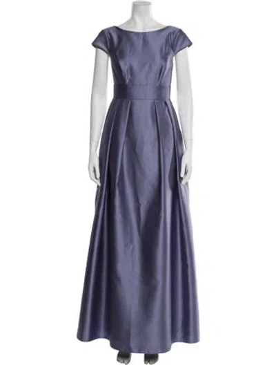 Pre-owned Alfred Sung Crew Neck Long Dress In Blue