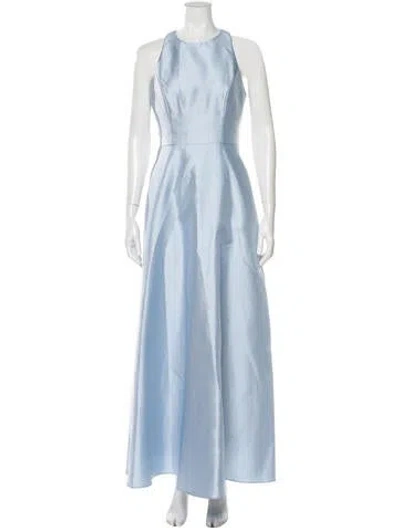 Pre-owned Alfred Sung Crew Neck Long Dress In Blue