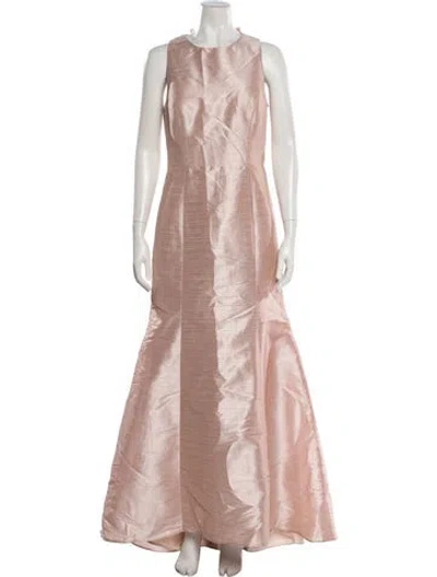 Pre-owned Alfred Sung Crew Neck Long Dress In Neutral