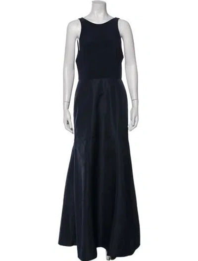 Pre-owned Alfred Sung Crew Neck Long Dress W/ Tags In Blue