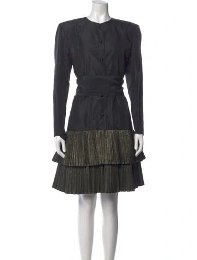Pre-owned Alfred Sung Crew Neck Mini Dress In Gray