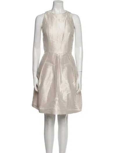 Pre-owned Alfred Sung Crew Neck Mini Dress In Neutral