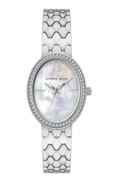 Alfred Sung Crystal Bezel Oval Bracelet Watch, 21mm In Black