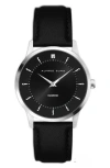 Alfred Sung Diamond Dial Leather Strap Watch, 42mm In Black Strap Black Dial