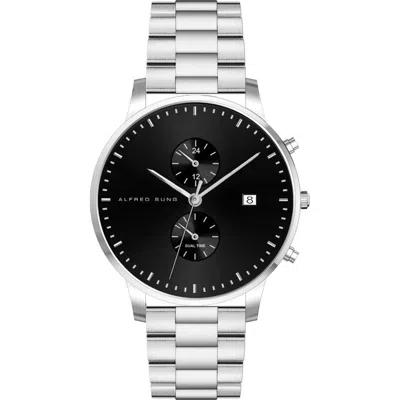 Alfred Sung Dual Time Bracelet Watch, 42mm In Black