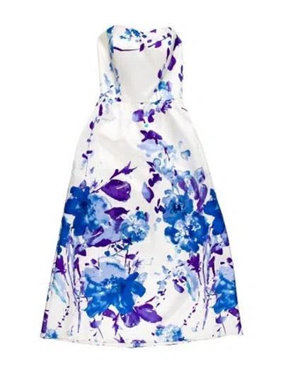 Pre-owned Alfred Sung Floral Print Long Dress In Blue