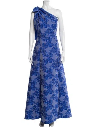 Pre-owned Alfred Sung Floral Print Long Dress In Blue