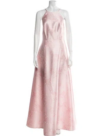Pre-owned Alfred Sung Floral Print Long Dress In Pink