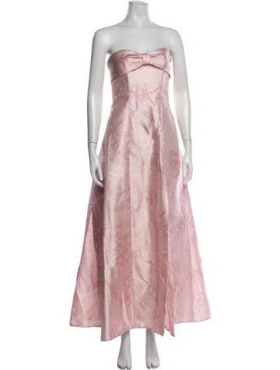 Pre-owned Alfred Sung Floral Print Long Dress In Pink