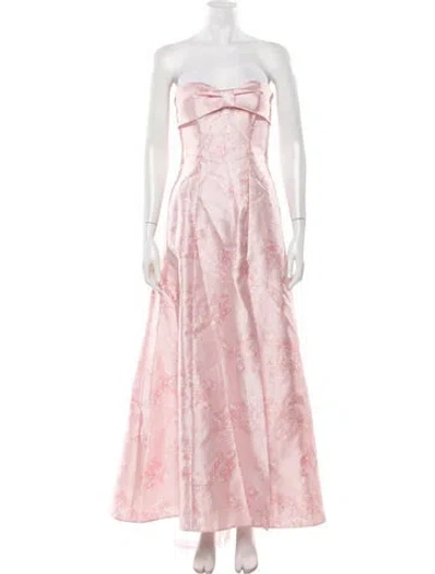 Pre-owned Alfred Sung Floral Print Long Dress In Pink