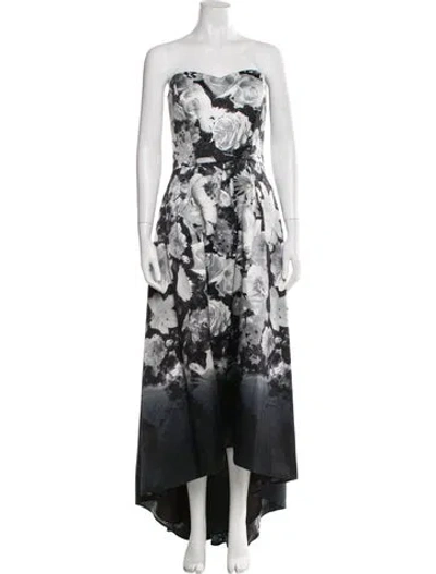 Pre-owned Alfred Sung Floral Print Long Dress W/ Tags In Gray