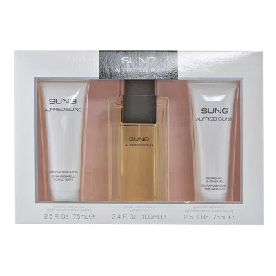 Alfred Sung For Women Set - 3.3 oz Edt Spray/2.5 oz Body Lotion/ 2.5 oz Shower Gel In Transparent