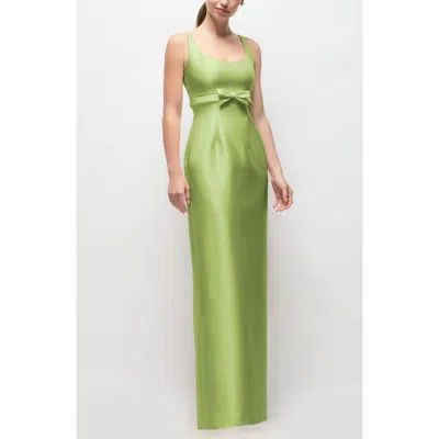 Alfred Sung Gwyneth Satin Sheath Gown In Green