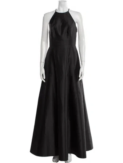 Pre-owned Alfred Sung Halterneck Long Dress In Black