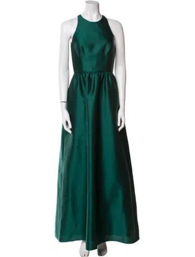 Pre-owned Alfred Sung Halterneck Long Dress In Green