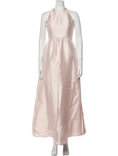 Pre-owned Alfred Sung Halterneck Long Dress In Neutrals