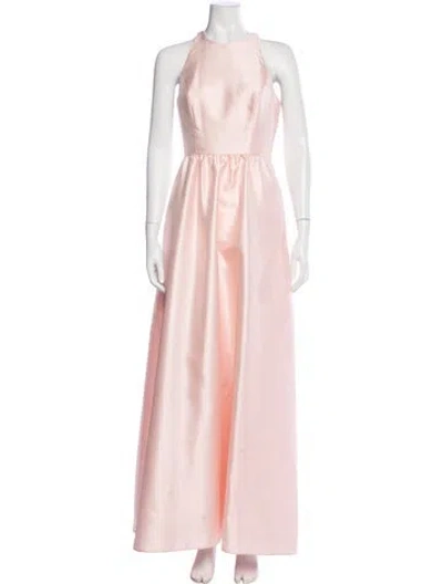 Pre-owned Alfred Sung Halterneck Long Dress In Pink