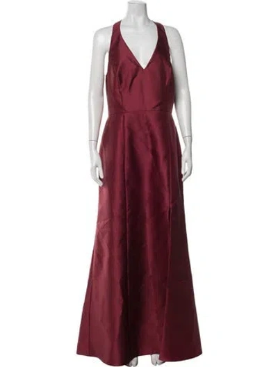 Pre-owned Alfred Sung Halterneck Long Dress In Red