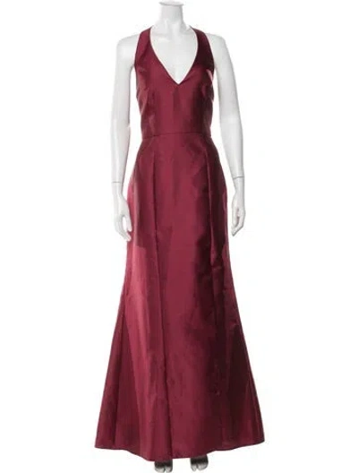 Pre-owned Alfred Sung Halterneck Long Dress W/ Tags In Burgundy