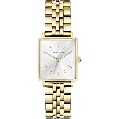 Alfred Sung Harmony Three-hand Quartz Bracelet Watch, 22mm X 24mm In Gold Bracelet Silver Dial