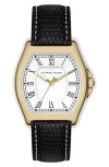 Alfred Sung Heritage Tonneau Leather Strap Watch, 27mm X 45mm In Black