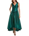 Alfred Sung Sleeveless Pleated Skirt High Low Dress With Pockets In Multi