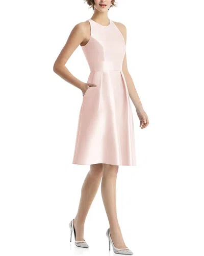 ALFRED SUNG ALFRED SUNG HIGH-NECK SATIN COCKTAIL DRESS