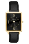 Alfred Sung Horizon Leather Strap Watch, 23mm X 28mm In Black