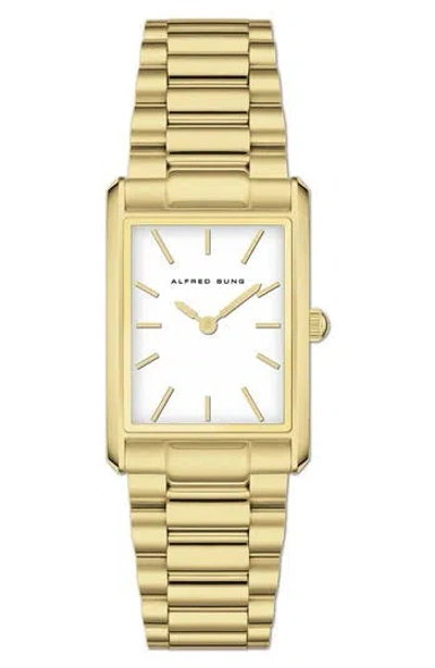 Alfred Sung Horizon Rectangular Bracelet Watch, 22mm X 32mm In Gold