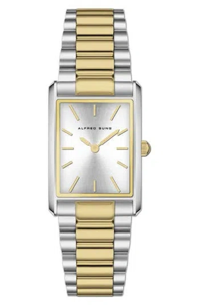 Alfred Sung Horizon Rectangular Bracelet Watch, 22mm X 32mm In Multi