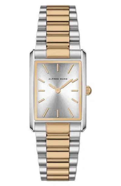 Alfred Sung Horizon Rectangular Bracelet Watch, 37mm X 45mm In Multi