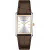 Alfred Sung Horizon Rectangular Croc Embossed Leather Strap Watch, 37mm X 45mm In Brown