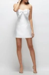Alfred Sung Imitation Pearl & Bow Detail Strapless Cocktail Minidress In White