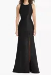 Alfred Sung Jewel Neck Bowed Open Back Trumpet Dress In Black In Black