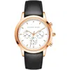 Alfred Sung Leather Strap Chronograph Watch, 42mm In Black Strap White Dial