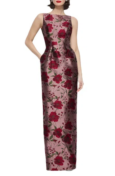 Alfred Sung Lisette Sleeveless Satin Gown In Pink