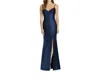Alfred Sung Maxi Length Spaghetti Strap Dress In Midnight Navy In Blue