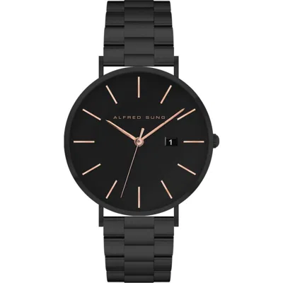 Alfred Sung Metropolitan Bracelet Watch, 42mm In Black