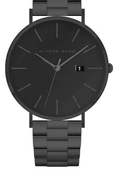 Alfred Sung Metropolitan Bracelet Watch, 42mm In Black