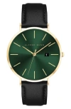 Alfred Sung Metropolitan Leather Strap Watch, 42mm In Black