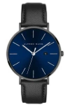 Alfred Sung Metropolitan Leather Strap Watch, 42mm In Black